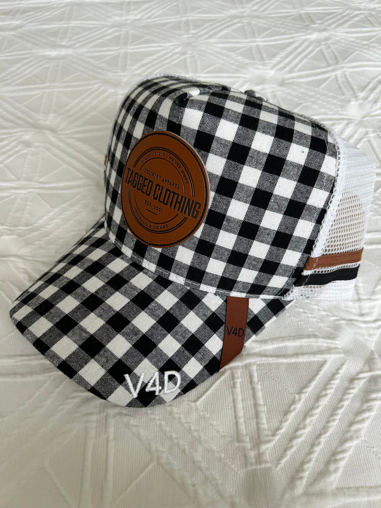 Gingham Trucker Cap - Black