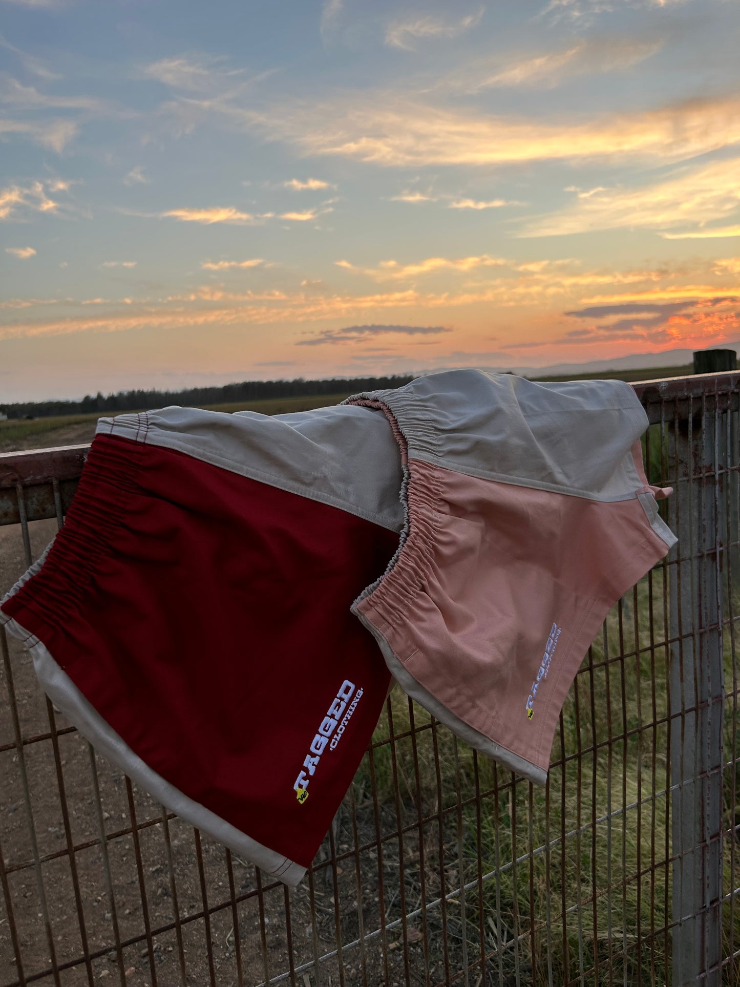 Work Shorts - Maroon + Beige