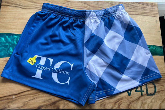 Deacon Footy Shorts - Blue Gingham