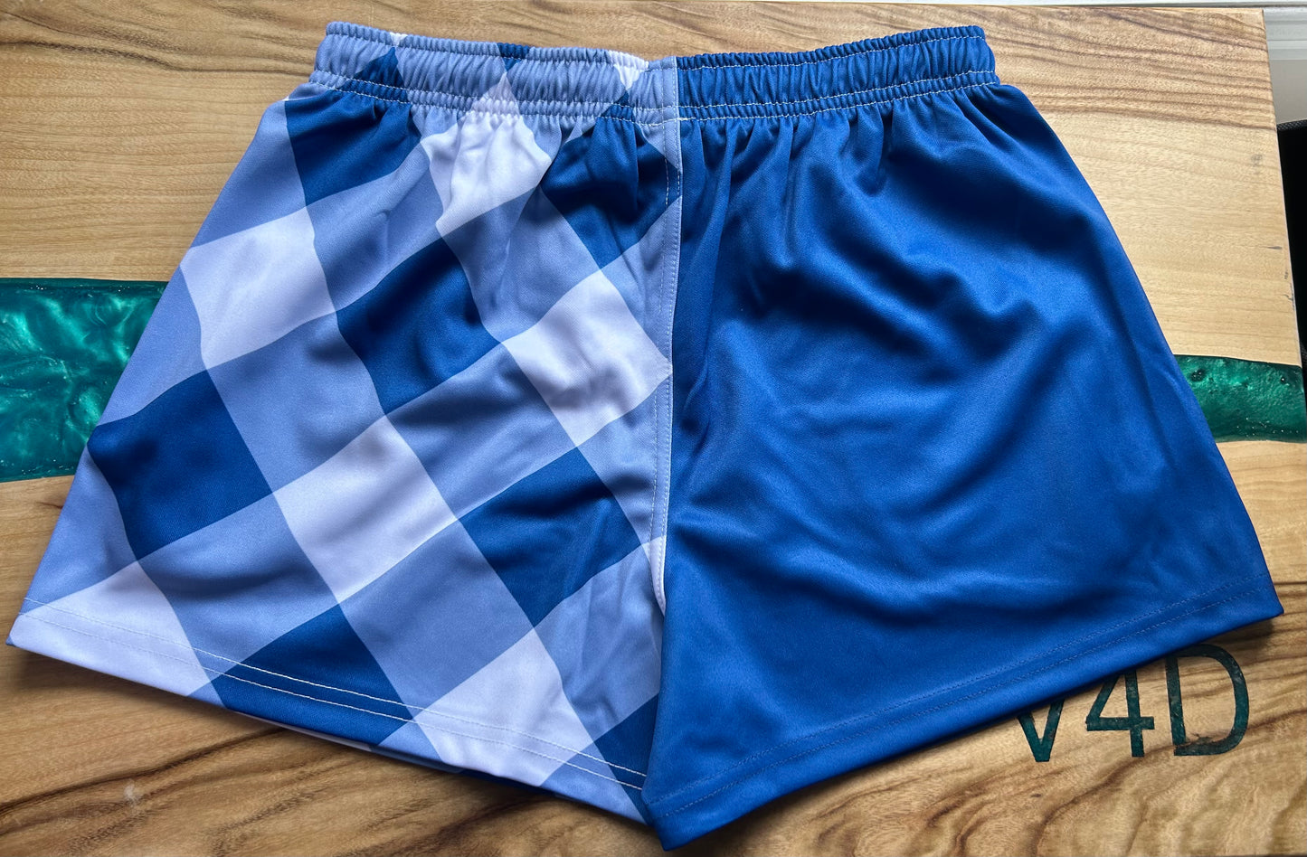 Deacon Footy Shorts - Blue Gingham